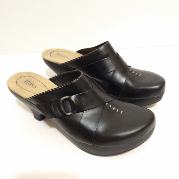 Bass Leather Casey Style Black Mules/Clogs Size 8 - Picture 2 of 9
